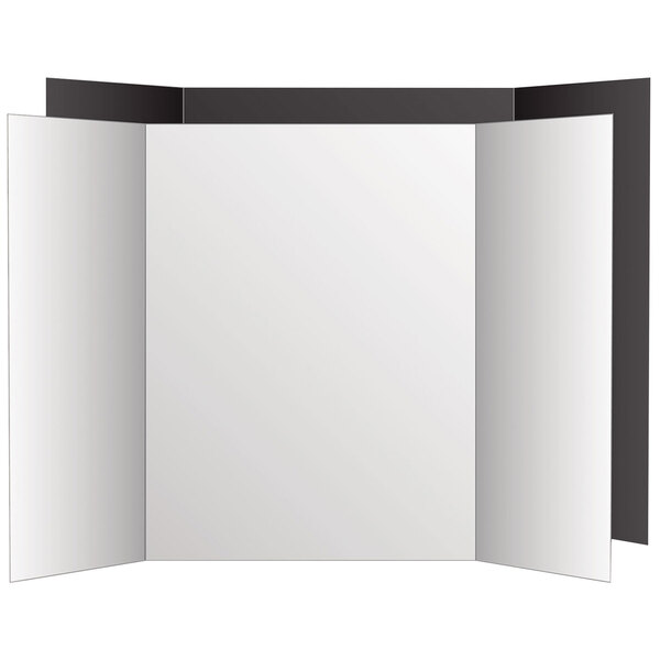 A white rectangular display board with a black border.