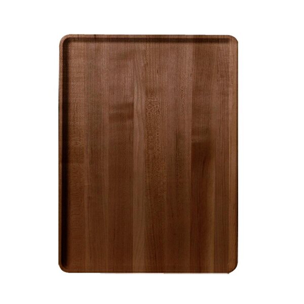 A Cambro Burma Teak faux-wood fiberglass dietary tray with a wood surface.