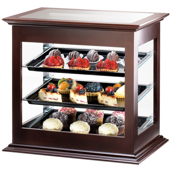 CalMil 28452 Three Tier Wood Frame Display Case with Rear Door 21 3