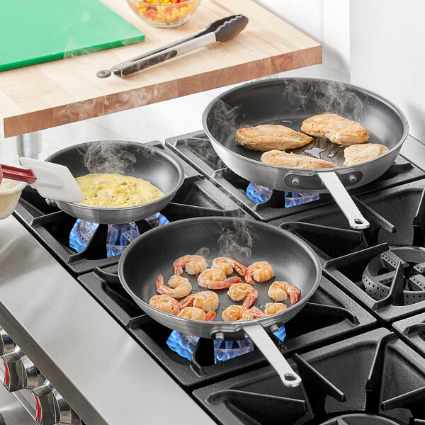 Choice 3-Piece Aluminum Non-Stick Fry Pan Set - 8", 10", and 12" Frying Pans