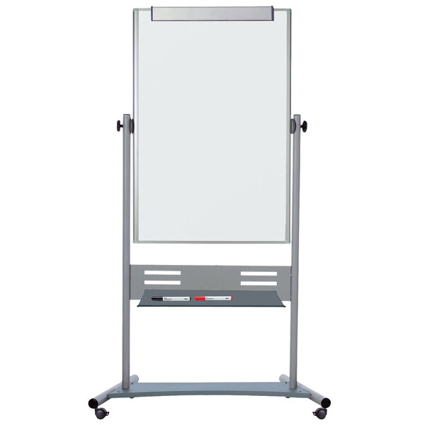 A MasterVision white board on a mobile stand.