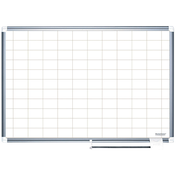 MasterVision BVCMA2793830 48" x 72" White Grid Dry Erase Planning Board - 2" x 3" Grid