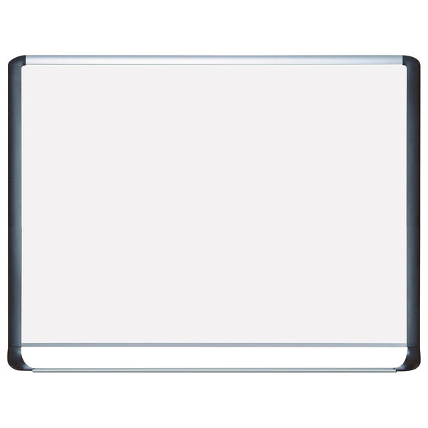 A MasterVision whiteboard with a black frame.