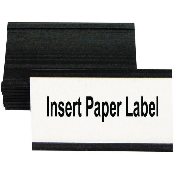 MasterVision BVCFM2630 3" x 1 3/4" Magnetic Black Card Holders - 10/Pack