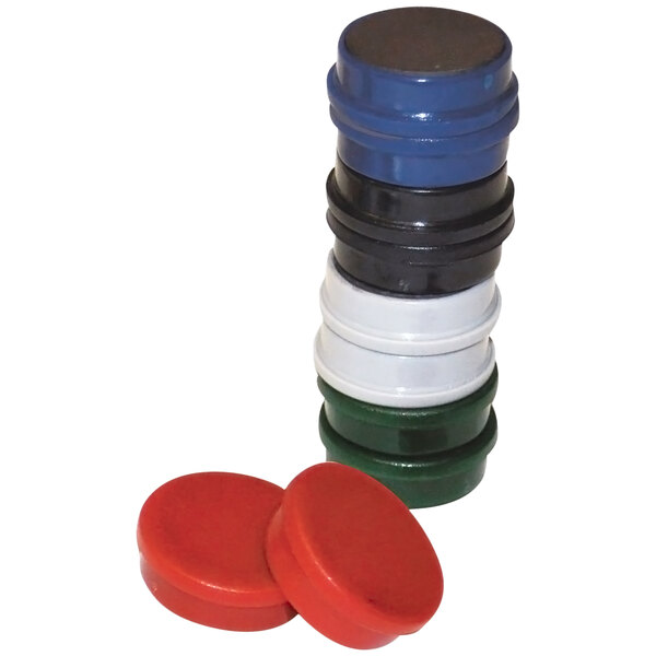 A stack of MasterVision circle magnets in assorted colors.