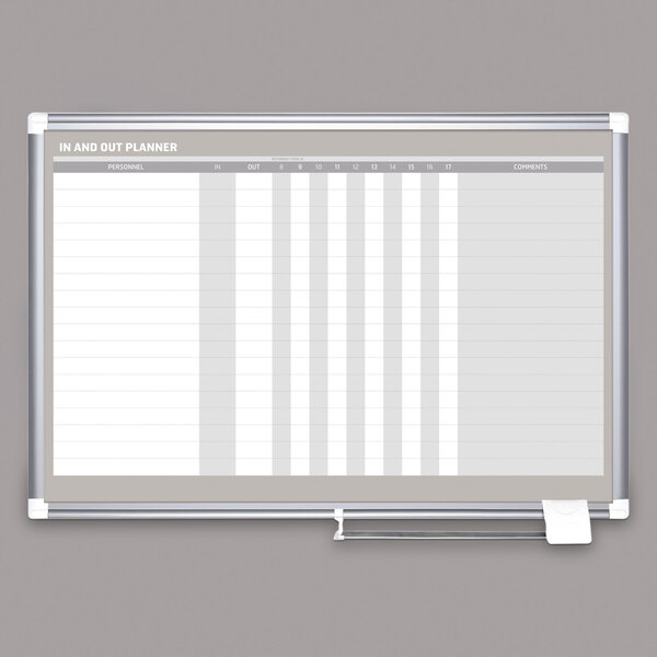 A MasterVision dry erase board with white and gray rectangles.