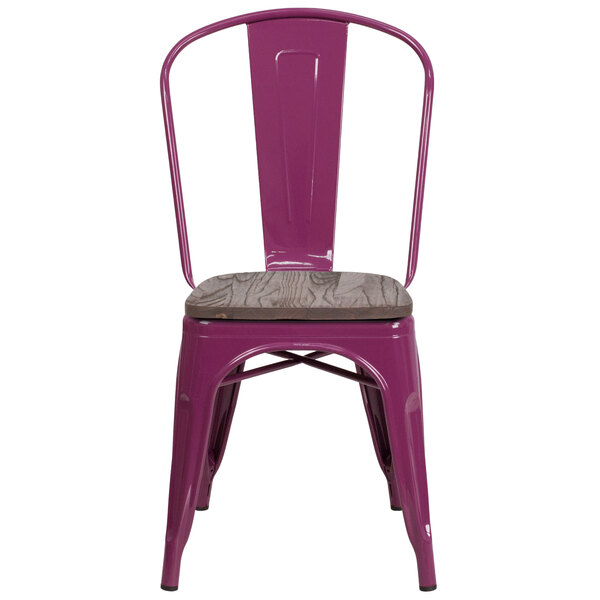 Flash Furniture ET3534PURWDGG Purple Stackable Metal Chair with