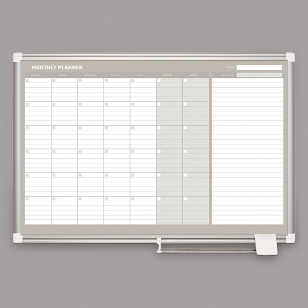 MasterVision GA0397830 36" x 24" Monthly Enameled Steel Dry