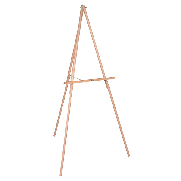 A MasterVision oak tripod display easel on a white background.