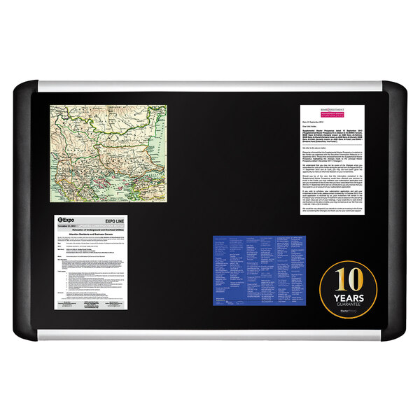 MasterVision Black Fabric Bulletin Board with Plastic / Aluminum Frame