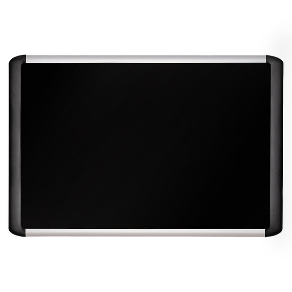 MasterVision Black Fabric Bulletin Board with Plastic / Aluminum Frame