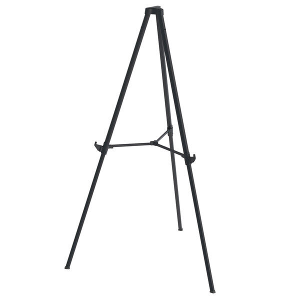 A black MasterVision heavy-duty display easel with a metal frame on a white background.