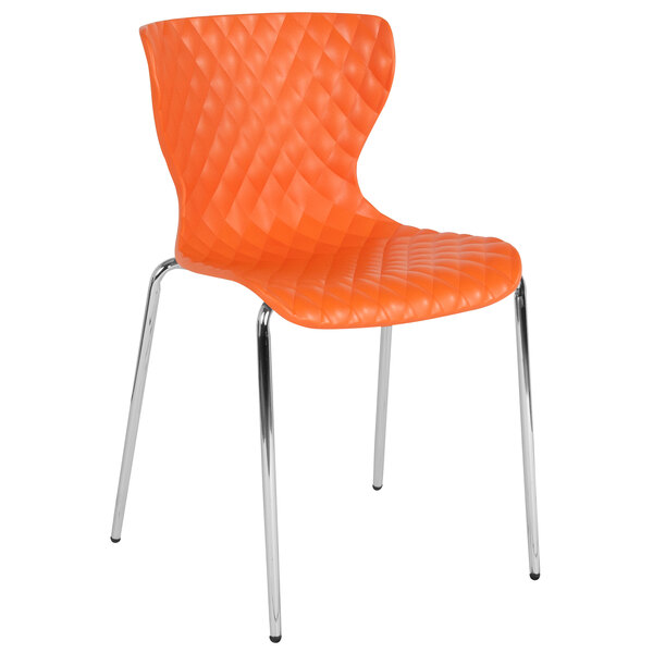 Flash Furniture LF-7-07C-ORNG-GG Lowell Contemporary Orange Plastic Stackable Chair