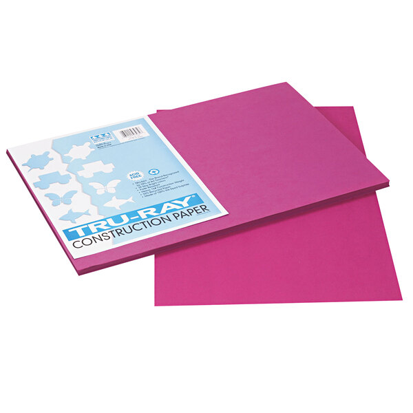 Pacon 103032 Tru-Ray 12" x 18" Magenta Smooth Finish 76# Construction Paper - 50 Sheets