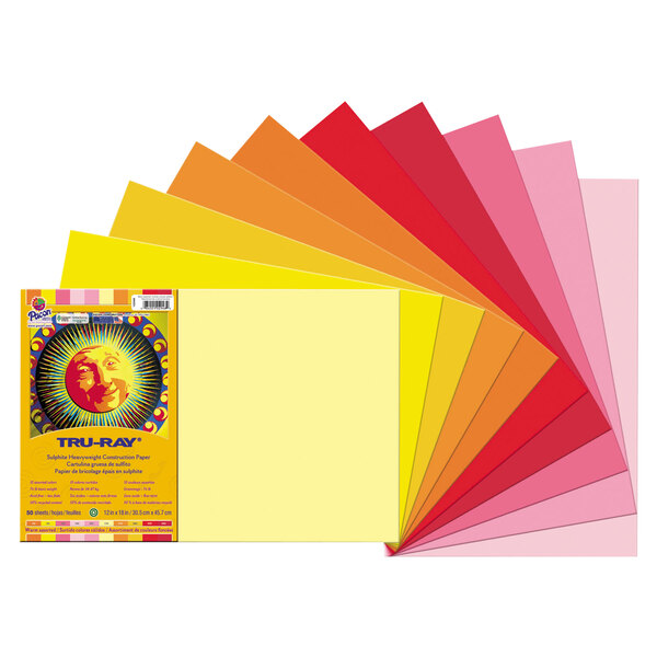 Pacon 102948 12" x 18" Assorted Color Smooth Finish 76# Construction Paper - 25 Sheets