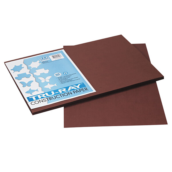 Pacon 103056 Tru-Ray 12" x 18" Dark Brown Smooth Finish 76# Construction Paper - 50 Sheets