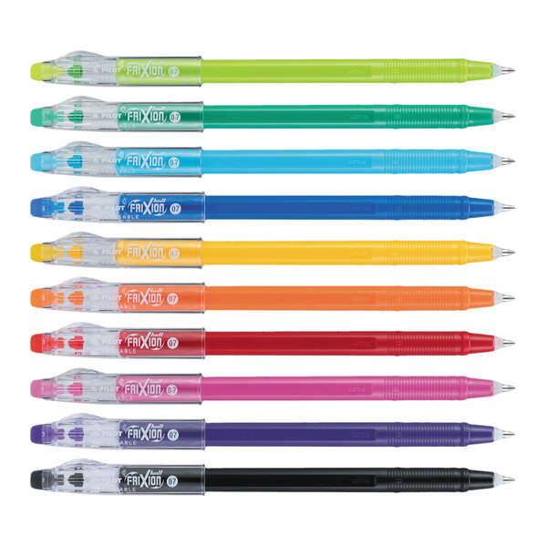 Pilot 32456 FriXion ColorSticks Assorted Ink with Assorted Barrel Color  0.7mm Erasable Gel Stick Pen - 10/Pack