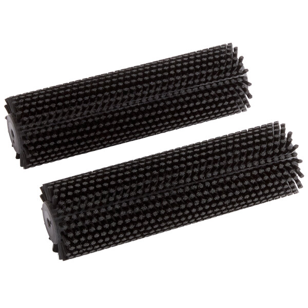 Two black Minuteman Poly brushes for hard floor scrubbers.