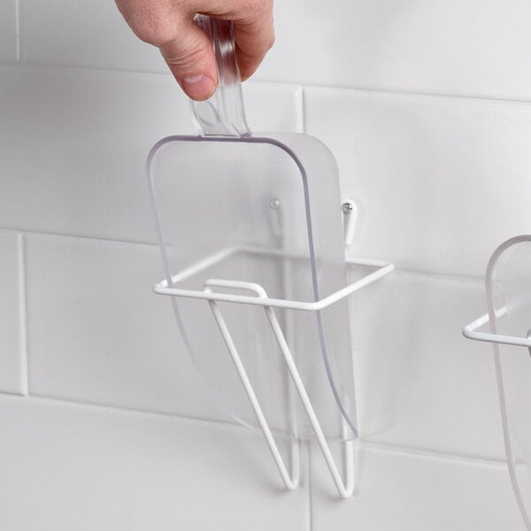 Choice 24 oz. Clear Plastic Utility Scoop and Small Wall Mount Holder