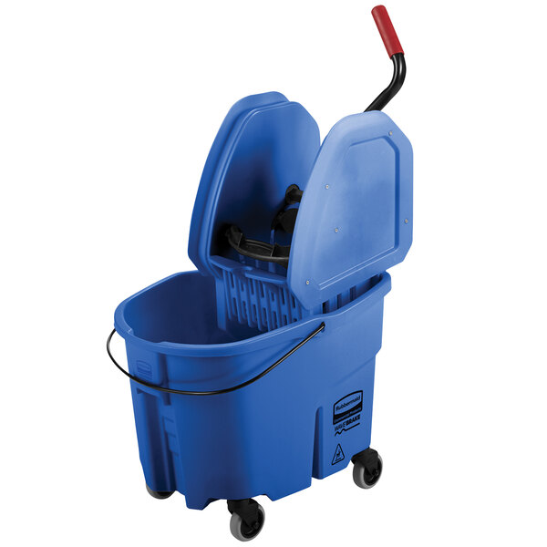 Rubbermaid FG757888BLUE WaveBrake® 35 Qt. Blue Mop Bucket with Down Press Wringer