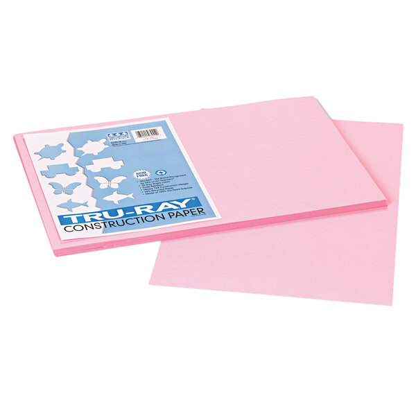 Pacon 103044 Tru-Ray 12" x 18" Pink Pack of 76# Construction Paper - 50 Sheets