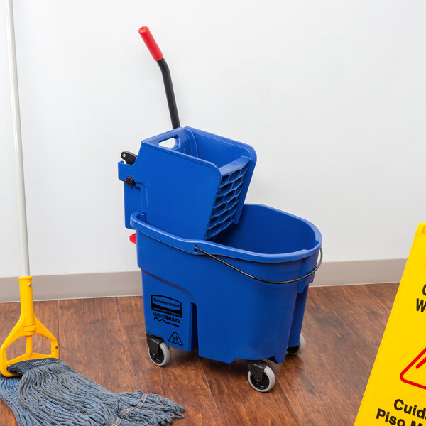 Cleaning Tools & Supplies, Mop Buckets & Wringers, Rubbermaid WaveBrake  Side Press Mop Bucket & Wringer Combo