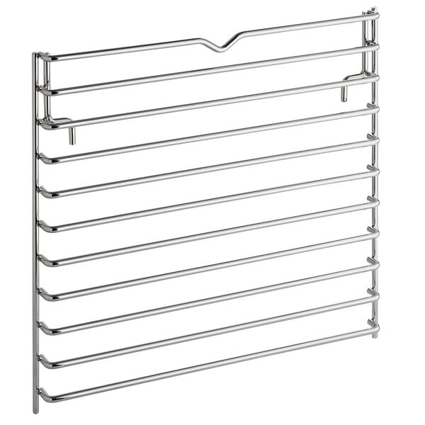 A stainless steel Cooking Performance Group rack guide with metal bars.