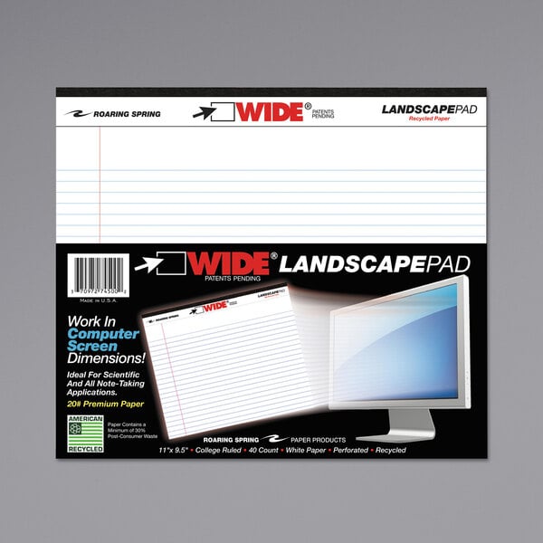 A white Roaring Spring landscape writing pad.