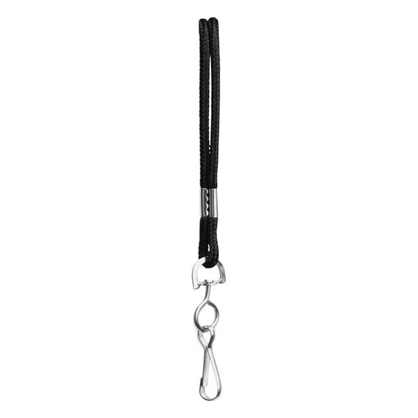 A black BaumGartens nylon lanyard with a silver hook.
