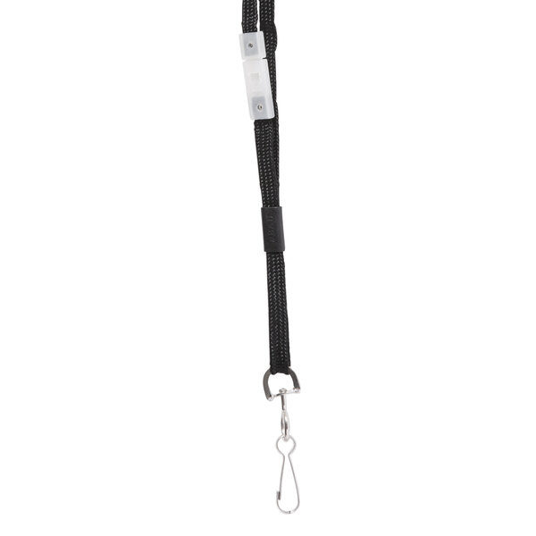 A black BaumGartens safety lanyard with a silver hook.