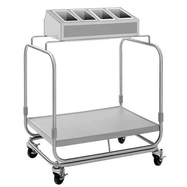 Delfield UTSP-1 Tray and Silverware Cart with 4 Silverware Pans and Fiberglass Tray Shelf