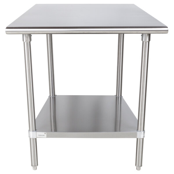 Advance Tabco Premium Series SS-363 36" x 36" 14 Gauge Stainless Steel Commercial Work Table with Undershelf