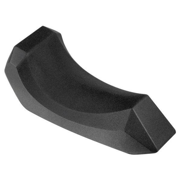 A black plastic Softalk cell phone shoulder rest with a curved edge.