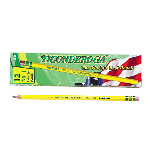 Dixon Ticonderoga 13881 Yellow Barrel Extra Soft Pencil B 1 12/Pack