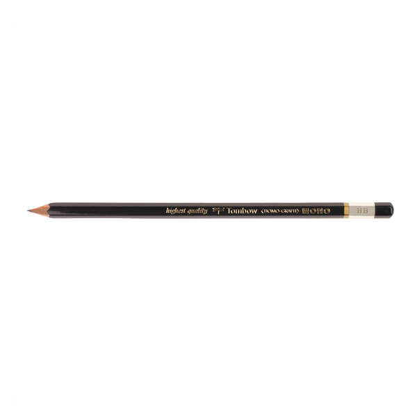 A black Tombow woodcase drawing pencil with a gold tip.