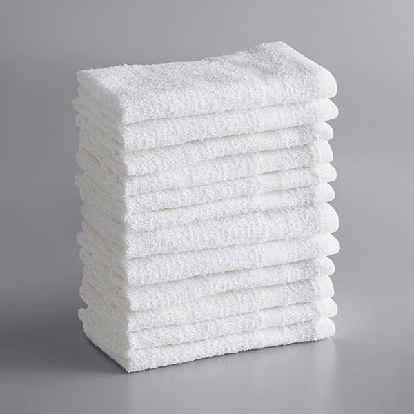 72 new white cotton washcloths single border hotel economy grade 12x12 