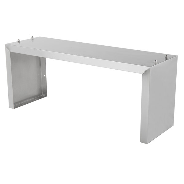 A silver metal double deck overshelf for a Vollrath food table.