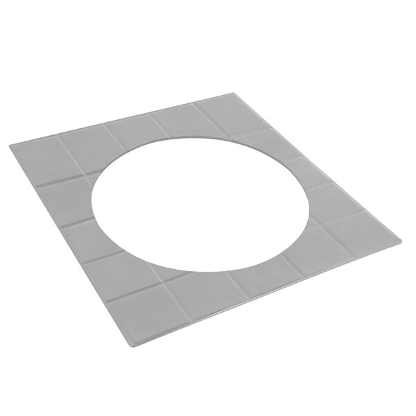 A white square with a circular hole in it.