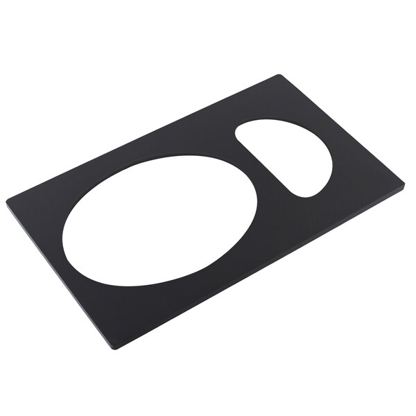 A black rectangular Bonstone tile with a circle and two cutouts.