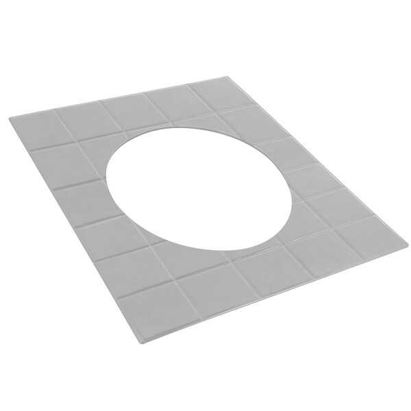 A white square Bon Chef tile with a circle in the middle.