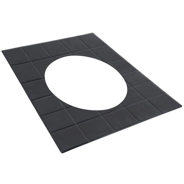 A black square Bon Chef EZ Fit tile with a white circle on it.