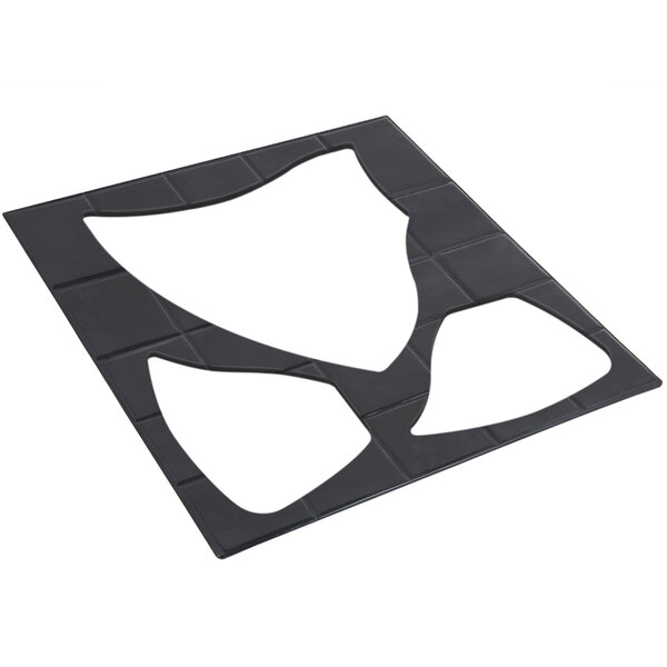 A black square Bon Chef tile with two white holes.