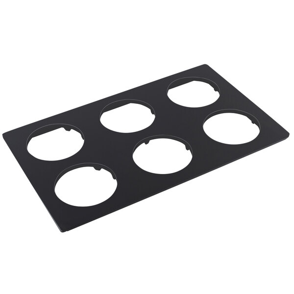 A black Bonstone tray with four holes in it.