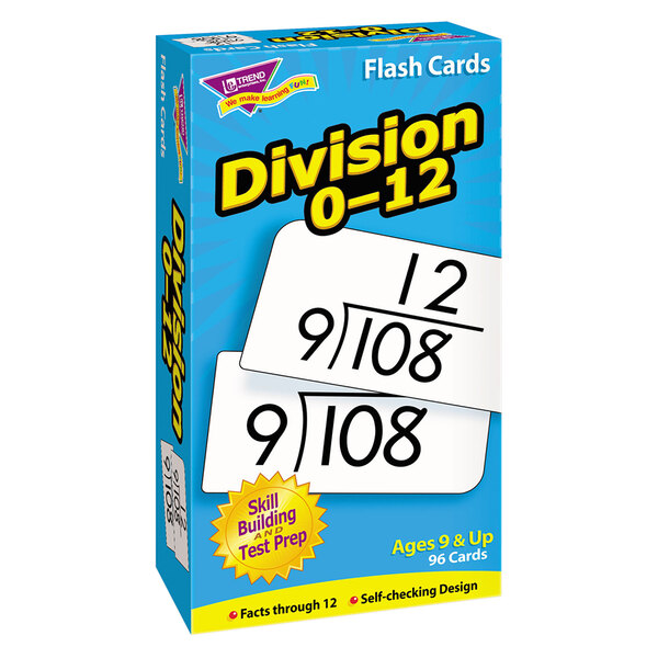 A box of Trend division flash cards with numbers 0-12.