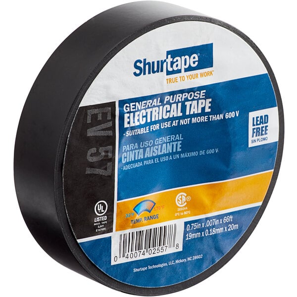 Shurtape 3/4" x 66' General Purpose Black Electrical Tape