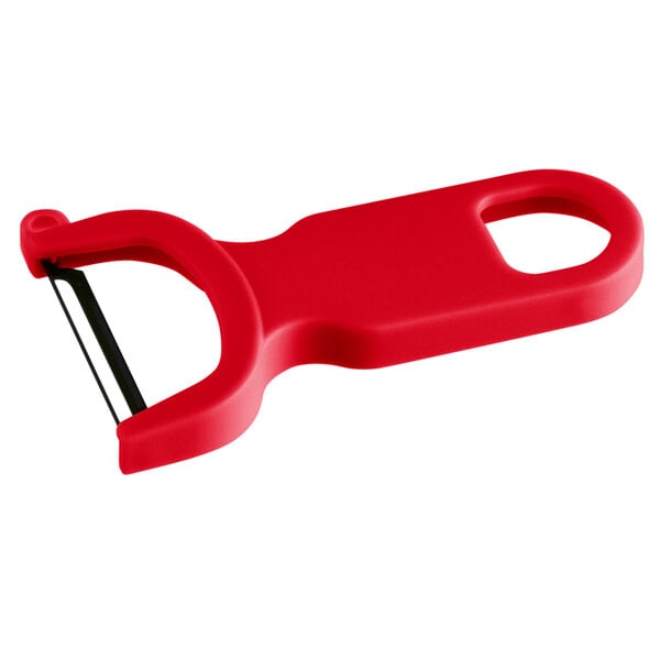 Mercer Culinary M33071RDB 4" Red "Y" Vegetable Peeler with Straight High Carbon Steel Blade
