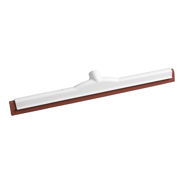 A red Carlisle floor squeegee with a white plastic frame.