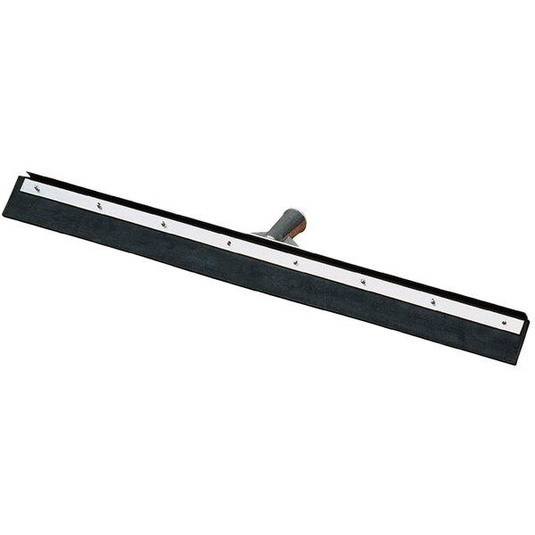A Carlisle black rubber squeegee with a metal frame.