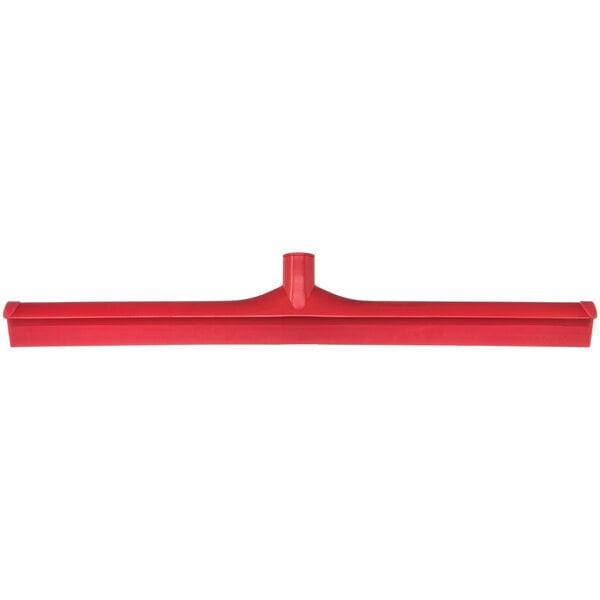 A red plastic Carlisle squeegee with a red handle.
