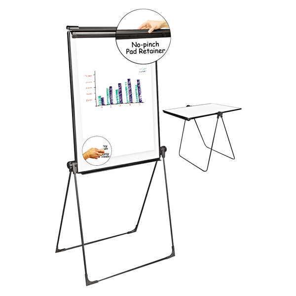 A Universal foldable whiteboard easel with a white board on it.
